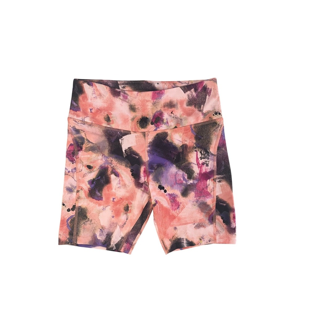 Nike Air Dri-FIT Womens High Rise Abstract‎ Floral Bike Shorts Peach Purple M